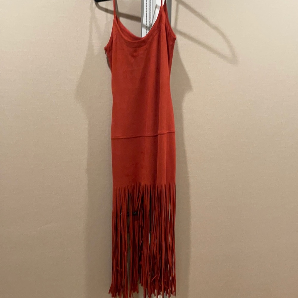 Design Lab faux suede fringe dress